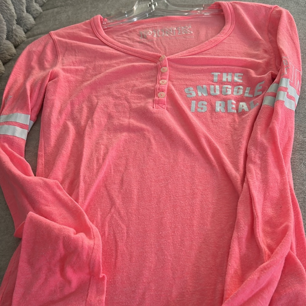 PINK Victoria's Secret Coral Long Sleeve Tee